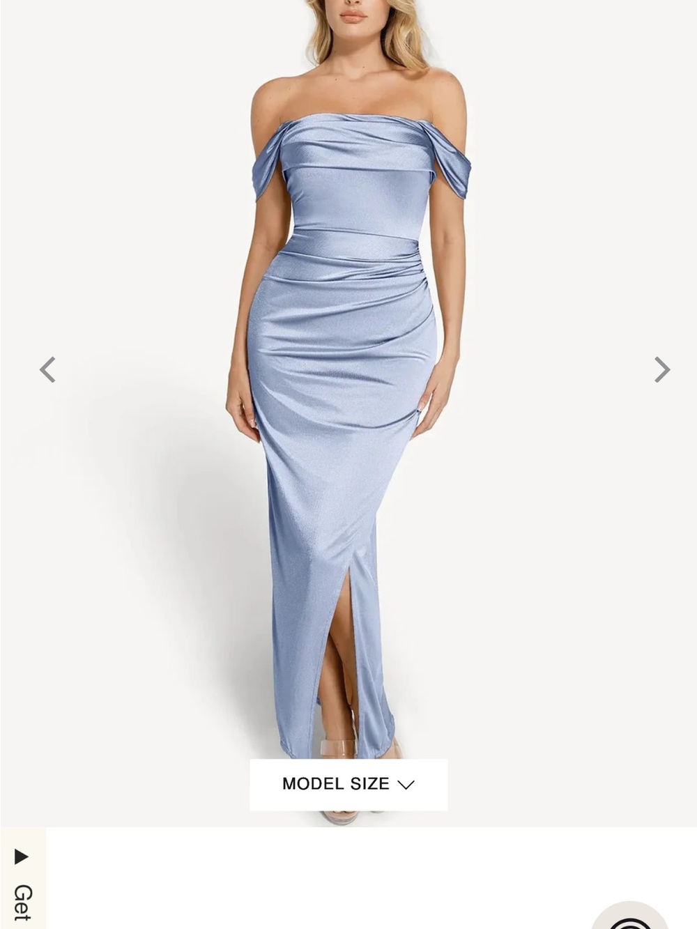 popilush   Shapewear Off Shoulder Shine Ruched Sculpting Maxi Dress NWT